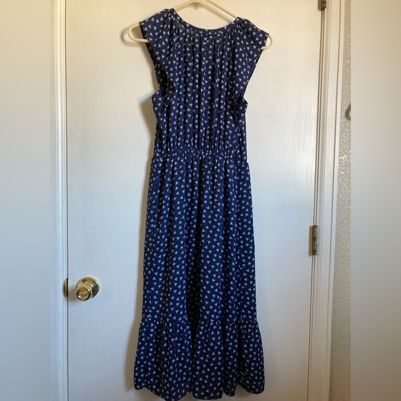 J. Crew Mercantile Navy White Dragonfly Print Side Pocket Midi Dress - Picture 13 of 13